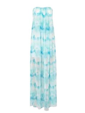 Alice + Olivia Maisie Silk Chiffon Strapless Maxi Dress Watercolor Blue White 2